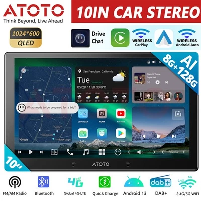 ATOTO X10 2-DIN Android 13 Autoradio 8+128GB Bluetooth DAB+ AI Wireless CarPlay - Bild 1 von 4