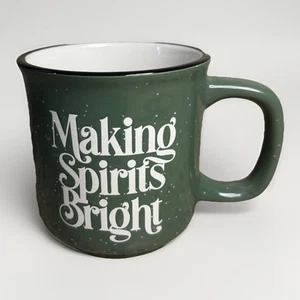 Making Spirits Bright Green And White Mugs Coffee Cup Pre Owned - Picture 1 of 6