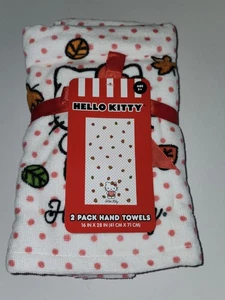 Hello Kitty Hand Towels Set Of 2 Falling Leaves With Heart Fall Autumn Harvest  - Picture 1 of 13