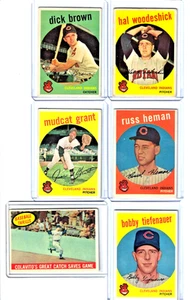 1959 Topps Baseball -lot of 6 #61 106 186 283 462 501 Cleveland Indians! - Picture 1 of 8