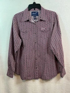 Wrangler Western Pink Black Pearl Snap LS Shirt Men’s XL Pockets Rodeo Cowboy - Picture 1 of 7