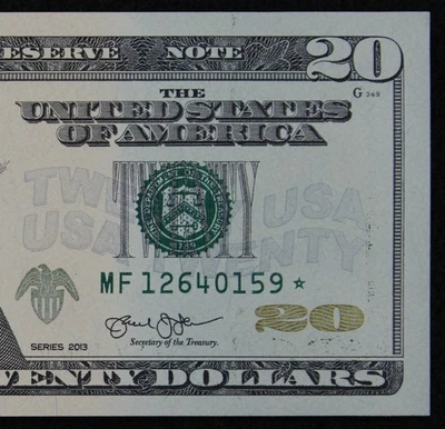 $20 2013 GEM CU Star Federal Reserve Note MF12640159* Run 4, Atlanta, twenty $ - Image 1 of 3