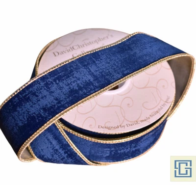 TEXTURED NAVY BLUE LUX VELVET RIBBON SIZE 1.5" X 10 YARD By: DAVID CHRISTOPHER'S - Image 1 of 3