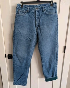 Pantalones de mezclilla vintage LL Bean doble L para hombre 34x31 azul forrados de franela calce relajado  - Imagen 1 de 16