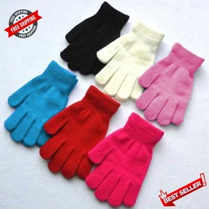 2 Paar Magic Handschuhe Kinder Jungen Mädchen Kinder Winter warm schwarz + Farben Handschuhe - Bild 1 von 14