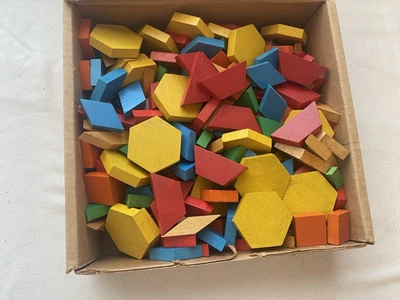 Lakeshore Lot Wood Geometric Pattern Blocks Educational Math Sorting Home School - Image 1 of 4