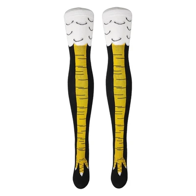 Funny Chicken Leg Socks (Thigh High) Color: Black and Yellow - Image 1 of 3