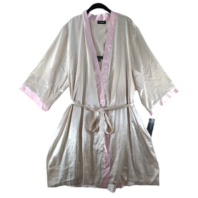Satin Gown Robe Set Womens Size 2X Beige Pink Jones New York Belt Bridal Elegant - Image 1 of 4