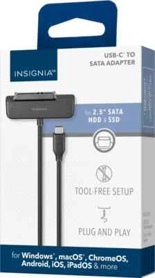 Insignia - SATA to USB-C Adapter for 2.5” SATA Drives - Black - (VG) In Box - Image 1 of 4