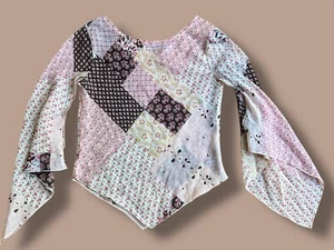 Y2K Unique Spectrum Patchwork transparente Bluse groß siehe Fotos - Bild 1 von 14
