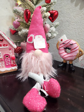 Valentines Pink Hearts Gnome Plush Shelf Sitter Doll Tabletop Home Decor 22.5