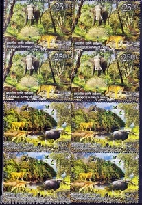 Tiger Dear Elephant Pavone Acqua Uccellini, Indagine Zoologica India 2010 MNH 2v Nero - Foto 1 di 1