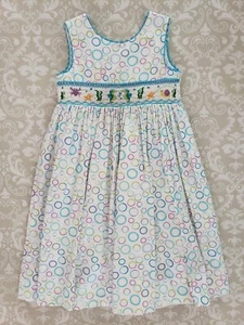 Marmellata 4 Girl Smocked Sleeveless Beach Crab Seahorse Starfish Snail Dress - Picture 1 of 4
