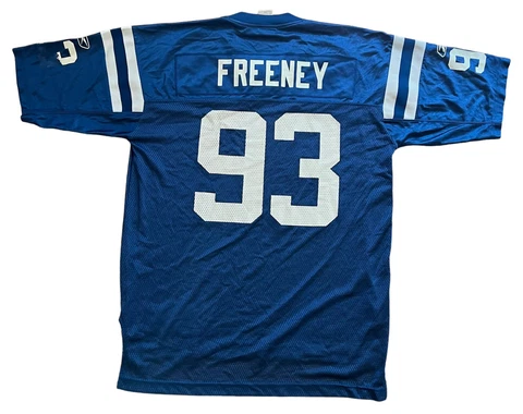 vtg Dwight Freeney Indianapolis Colts 93 Blue Reebok Jersey NFL Football Men L Cover