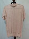 Sweet Claire women size L top pink textured high-low high neck teardrop back EUC