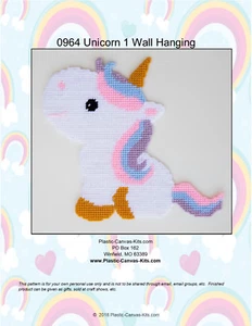 Unicorn 1 Wall Hanging-Plastic Canvas Pattern or Kit - Picture 1 of 1