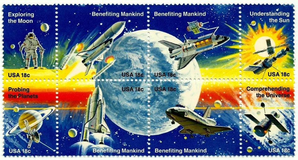 USA, SPACE EXPLORATION BENEFITING MANKIND, COMPLETE SET OF 8, MNH, BEAUTIFUL SET - Image 1 of 1