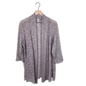 Susan Graver Lightweight Stretch Lace Open Front Cardigan Taupe Women's Size 1X - Picture 1 of 6