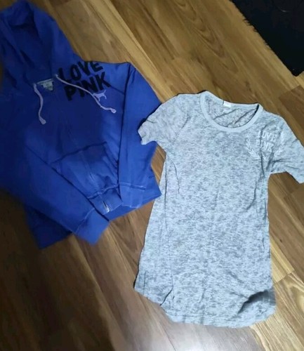 UNDERCOVER Felpa e maglietta Victoria Secret ROSA con cappuccio e zip entrambe taglia media