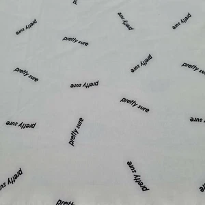 Polyester Fabric Black Letter Printed Off White 55" Wide Non Stretch - Picture 1 of 5