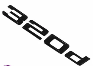 320d LETTERING REAR BOOT LID TRUNK BADGE EMBLEM FOR BMW 5 SERIES, GLOSS BLACK - Imagen 1 de 1