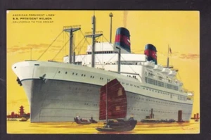 S.S. PRESIDENT WILSON, CALIFORNIA TO THE ORIENT, AMERICAN PRESIDENT LINES - Picture 1 of 2
