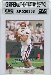 2012 UPPER DECK #26 JASON WHITE SIGNED AUTOGRAPH OKLAHOMA SOONERS HEISMAN CAS - Picture 1 of 2