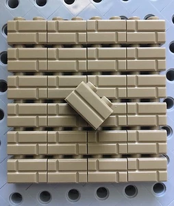 Lego 1x2 Dark Tan Sand Yellow Bricks Modified w/ Masonry Profile Wall 25pc Decor - Picture 1 of 2