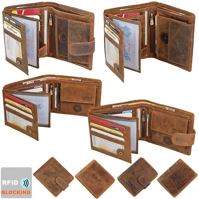 Herren Leder Geldbörse Echtleder Portemonnaie RFID-Schutz Geldbeutel Portmonee - Bild 1 von 4