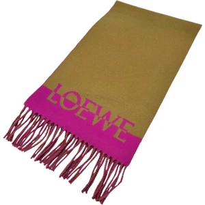 Authentic LOEWE Logo Muffler Scarf Brown Cashmere #36635614 - Picture 1 of 5
