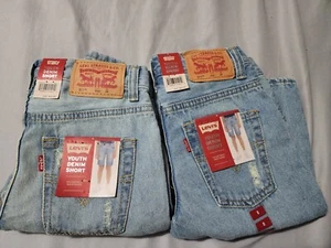 Lot of 2, Levi's 511 Adjustable Waist Slim Fit Distressed Denim Shorts 8 Regular - Picture 1 of 2
