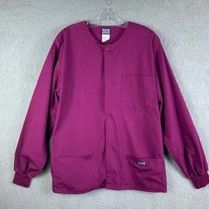 Cherokee Workwear Womens Snap Front Warm-Up Scrub Jacket 4450 Wine Burgandy Med - Picture 1 of 13