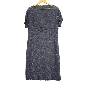 Blu Sage Lace Sequin Dress 16W Gray Overlay Mini Whimsigoth - Picture 1 of 7