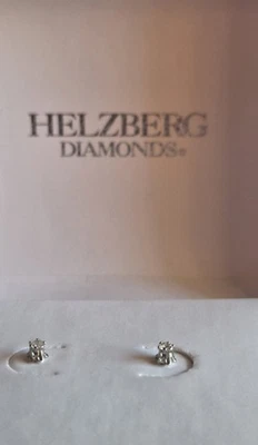 14K .33 Carat TCW White Gold Round Genuine Diamond Stud Solitaire Earrings & Box - Image 1 of 4