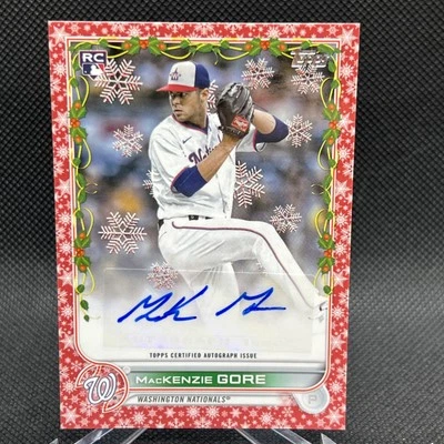 2022 MacKenzie Gore Topps Holiday Red Auto #’d 22/25 - Image 1 of 2