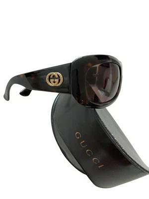 Nuevas gafas de sol Gucci GG2971/S envolventes de tortuga para mujer GG dorado cristal logotipo Foto 1 de 4