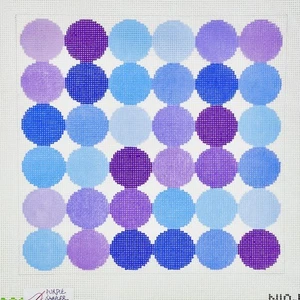 Hand painted Needlepoint canvas Elizabeth Crane Swartz Purple Sampler 11x11 13ct - Picture 1 of 1