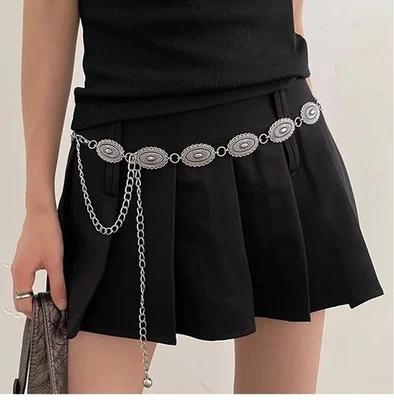 Cintura Catena Vita Donna Stile Etnico Boho Accessorio Retrò Metallo ORO ARGENTO - Immagine 1 di 4
