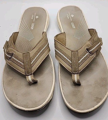 CLARKS Cloudsteppers Clark's sandali perizoma beige taglia 8 ottime condizioni