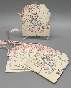 Juego de 6 talies puentes baby shower vintage, decoración, rosa, azul - Imagen 1 de 2