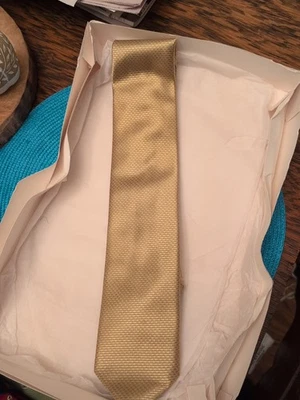 VTG Robert Talbott Studio Carmel Valley Hand Sewn Silk Tie Gold Azure New - Image 1 of 4