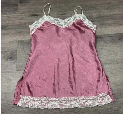 Babydoll Cami Tanque Vintage Y2K Coquette Hada Malla Cuentas Talla Juniors L Rosa Foto 1 de 3