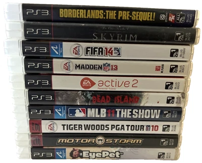 PS3 Game Lot 10 Titles Borderlands Skyrim Dead Island Madden MLB Tiger Woods - Image 1 of 4