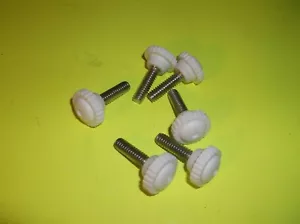 (6) WEISSE GEKNOPFTE DAUMENSCHRAUBEN 1/4-20 X 3/4 SS VERRIEGELUNGSSTANGEN HURRIKANVERSCHLUSS - Bild 1 von 1