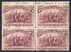 US Sc# 231 *MINT OG H* { COLUMBIAN BLOCK OF 4 } 2c LANDING OF COLUMBUS FROM 1893 - Picture 1 of 4