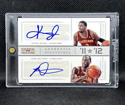Tarjeta de novato 2012-13 National Treasures Kyrie Irving Dion Waiters radiocontrol automática Foto 1 de 4