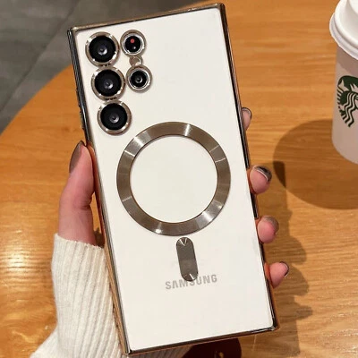 Funda segura magnética transparente ultra enchapada para Samsung Galaxy S25 S24 S23 S22 Foto 1 de 4