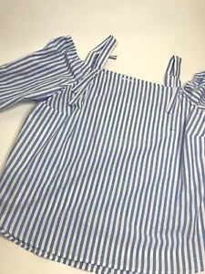 Women’s Crown & Ivy Chambray Blues Striped Blouse •Size L *NWT - Picture 1 of 12