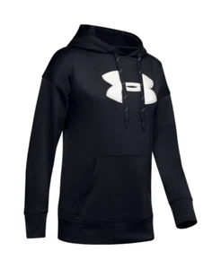 Under Armour Synthetic Fleece Women's Pullover Hoody-Black/White-New Size Medium - Picture 1 of 6