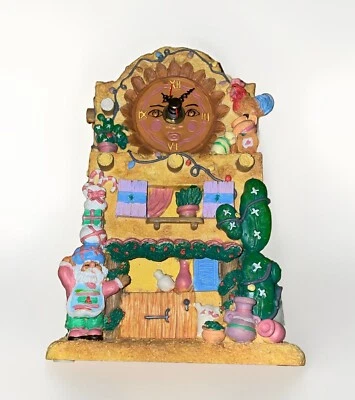 Vintage 90s Morning Stucco Sun Face Rooster Cock A Doodle Mantle Quartz Clock - Image 1 of 2